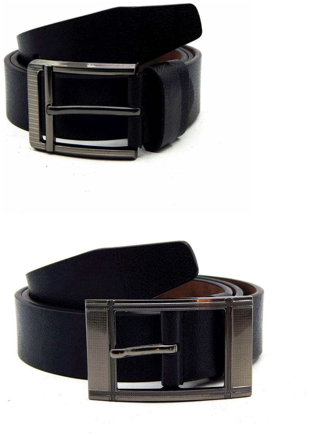 

Els Black Synthetic Leather Belts For Men