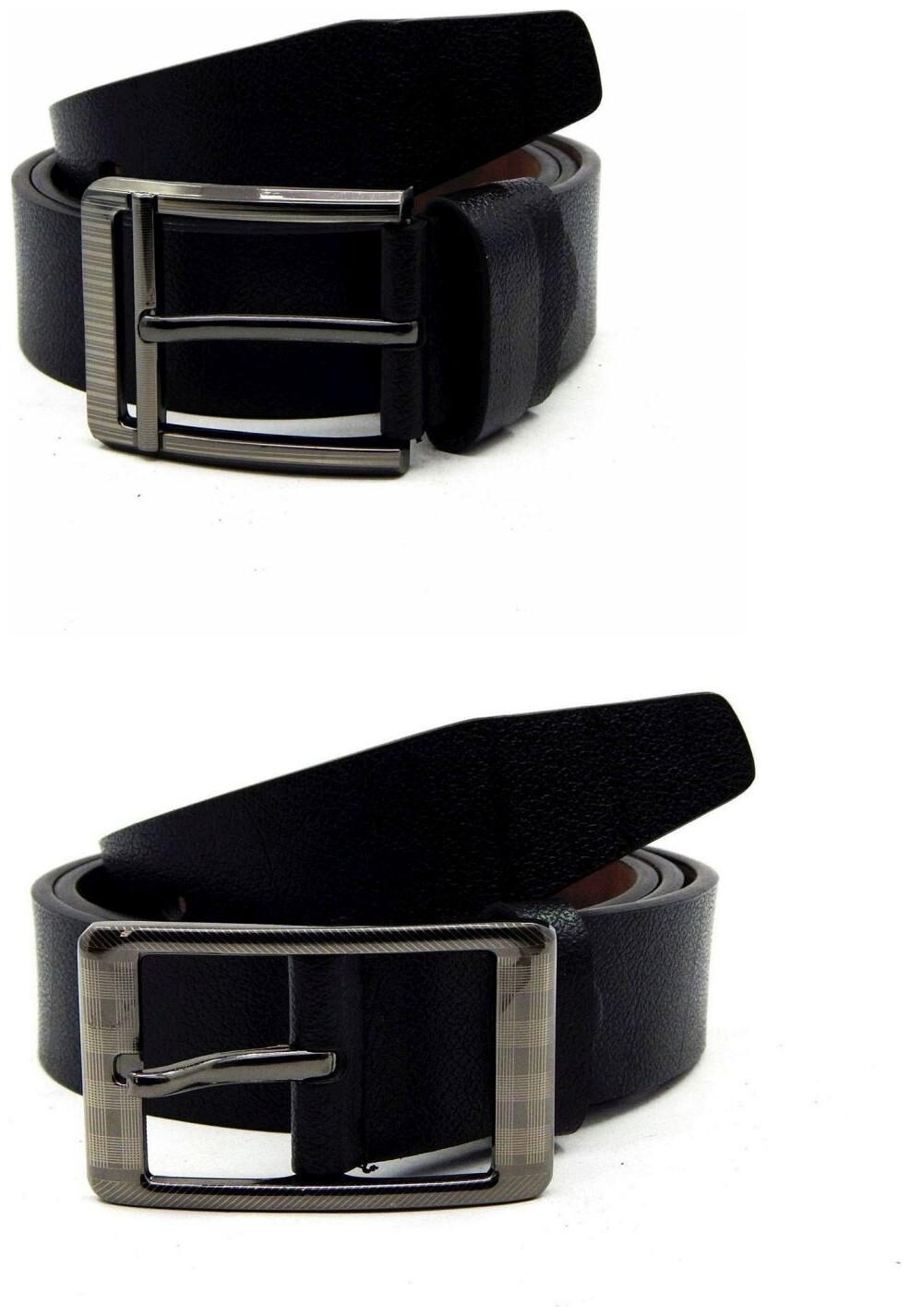 

Els Black Synthetic Leather Belts For Men