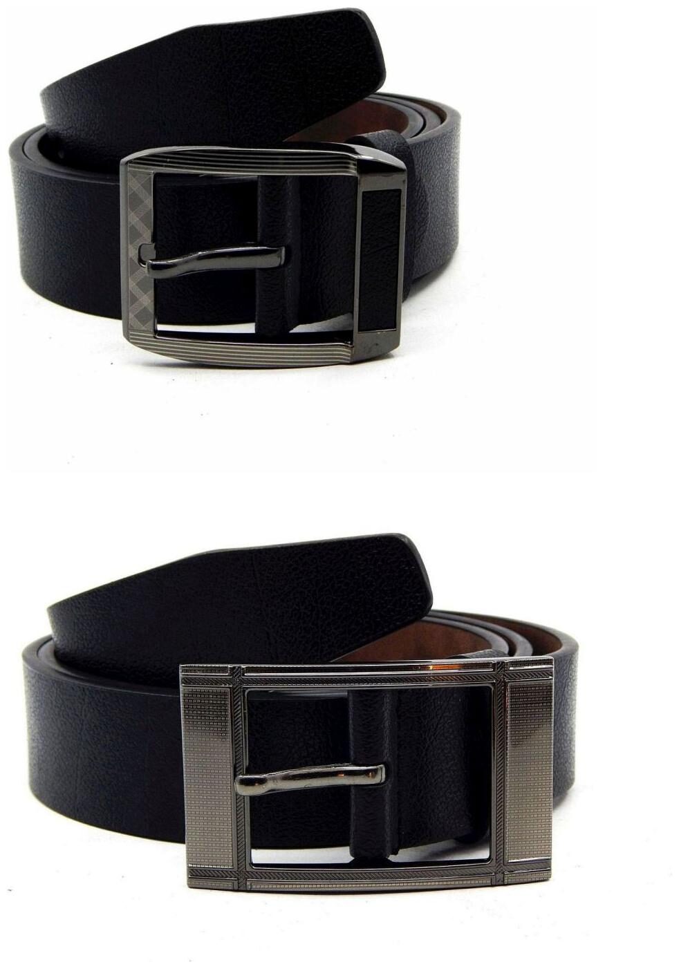 

Els Black Synthetic Leather Belts For Men