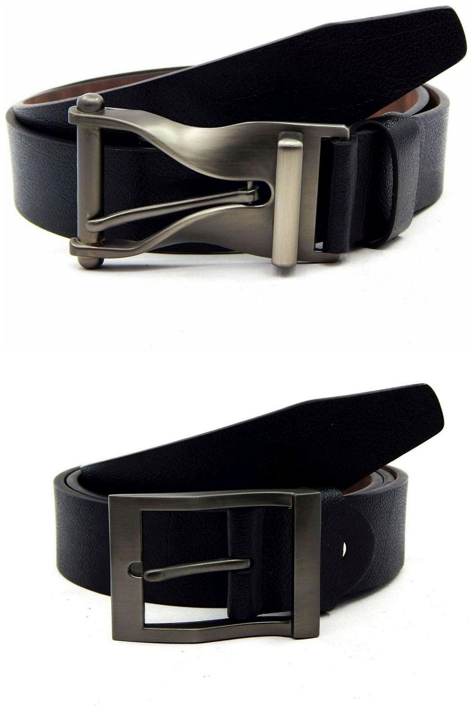

Els Black Synthetic Leather Belts For Men