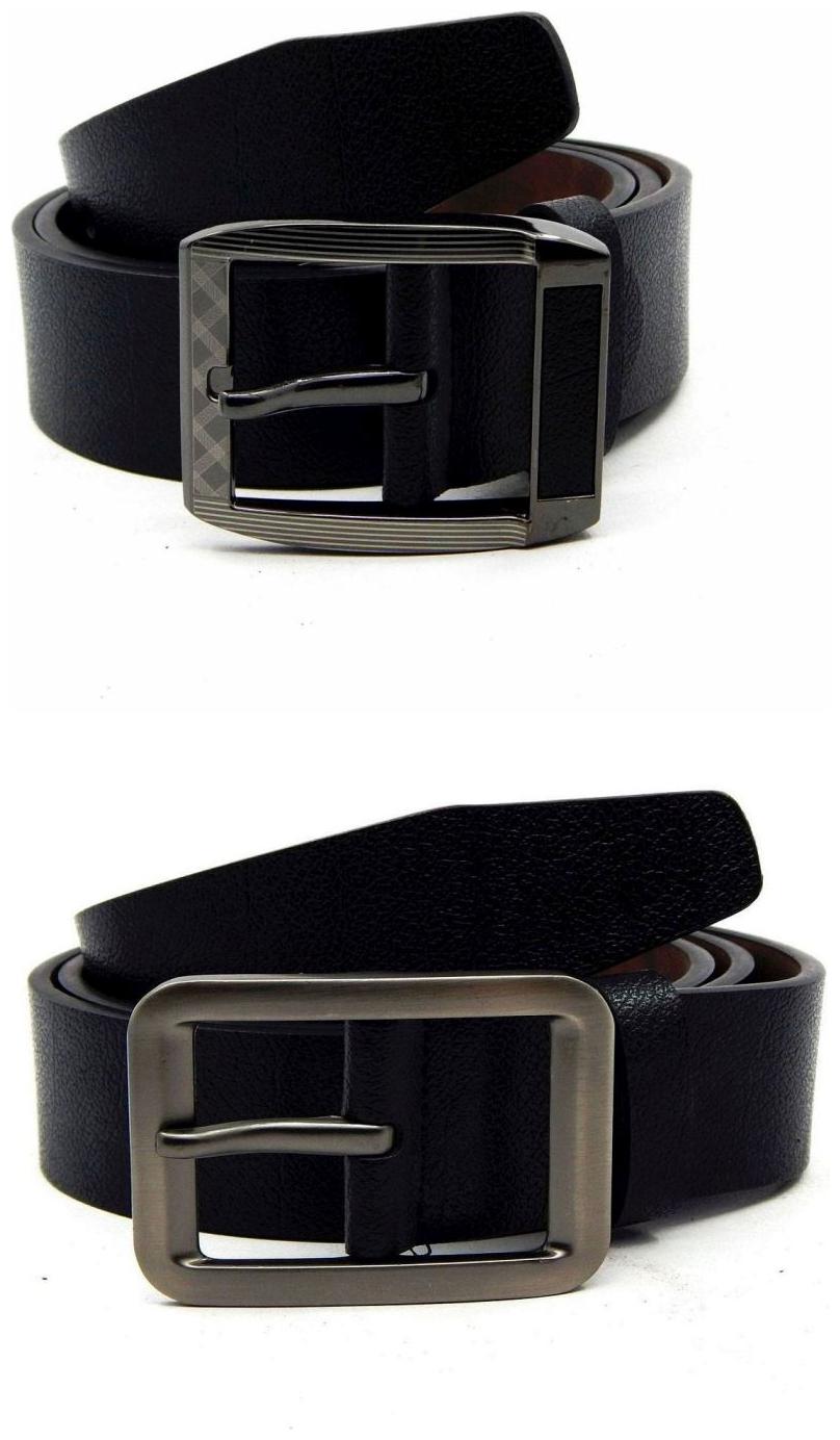 

Els Black Synthetic Leather Belts For Men