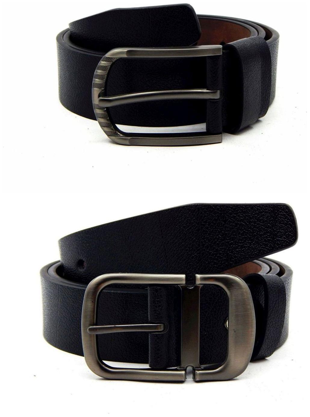 

Els Black Synthetic Leather Belts For Men