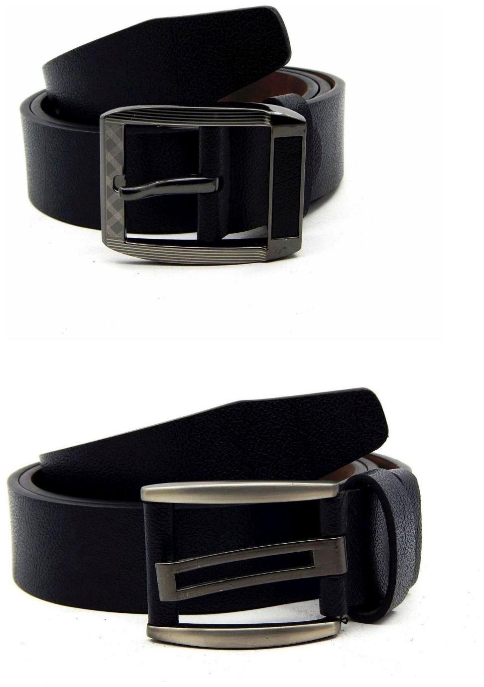

Els Black Synthetic Leather Belts For Men