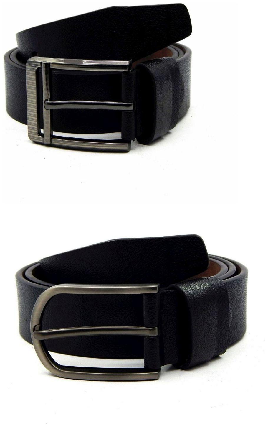 

Els Black Synthetic Leather Belts For Men