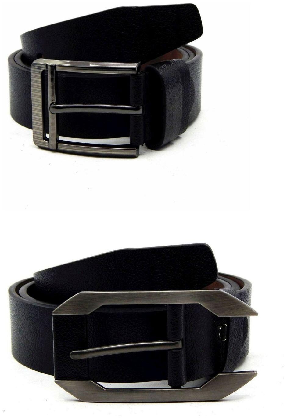 

Els Black Synthetic Leather Belts For Men