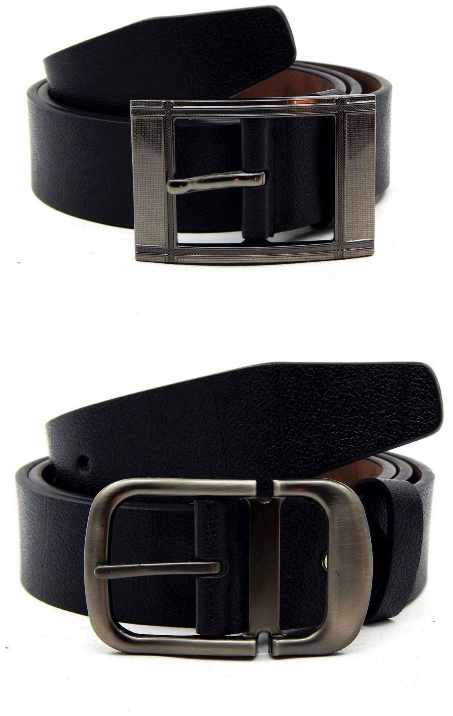 

Els Black Synthetic Leather Belts For Men