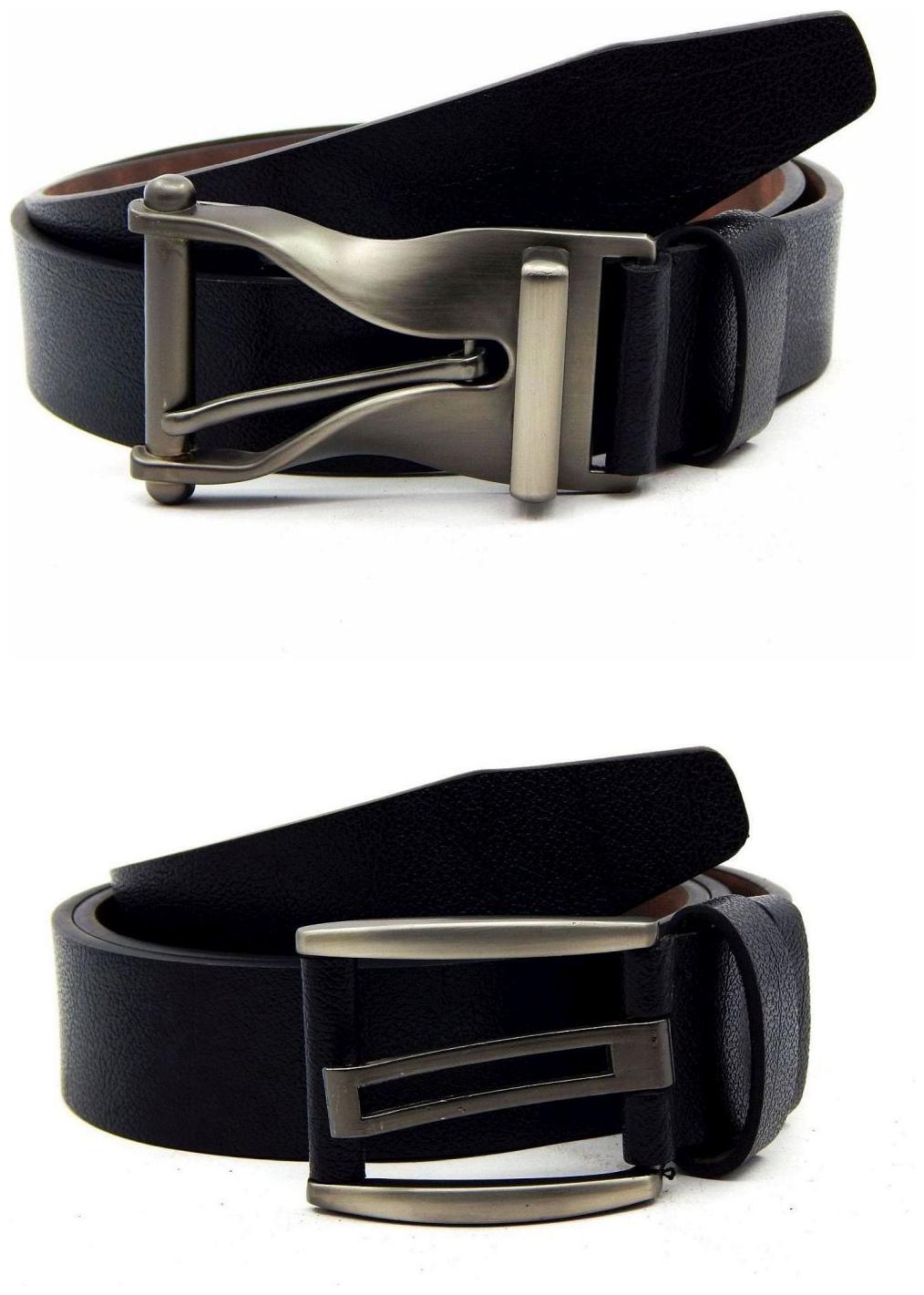

Els Black Synthetic Leather Belts For Men