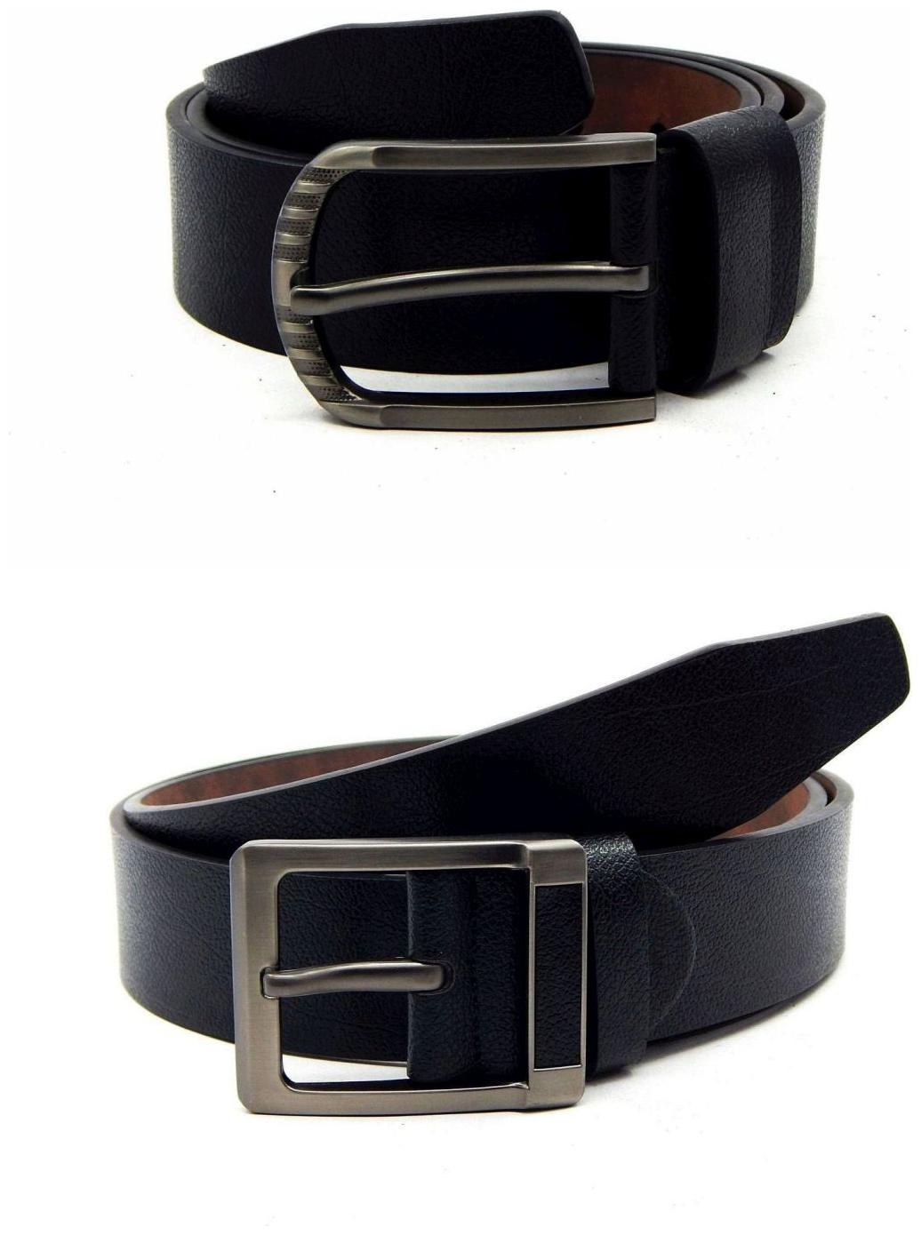 

Els Black Synthetic Leather Belts For Men