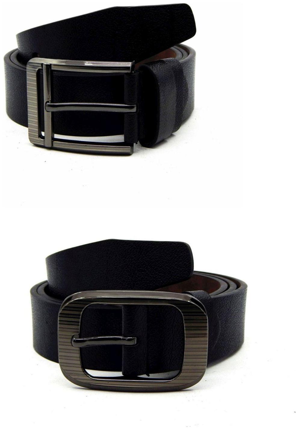 

Els Black Synthetic Leather Belts For Men