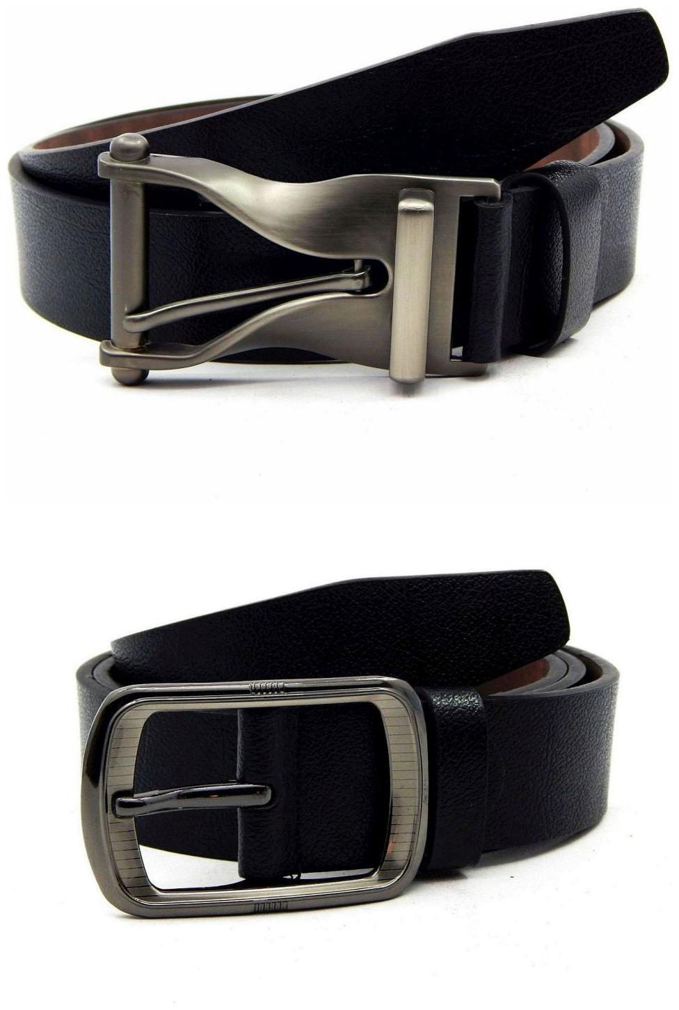 

Els Black Synthetic Leather Belts For Men