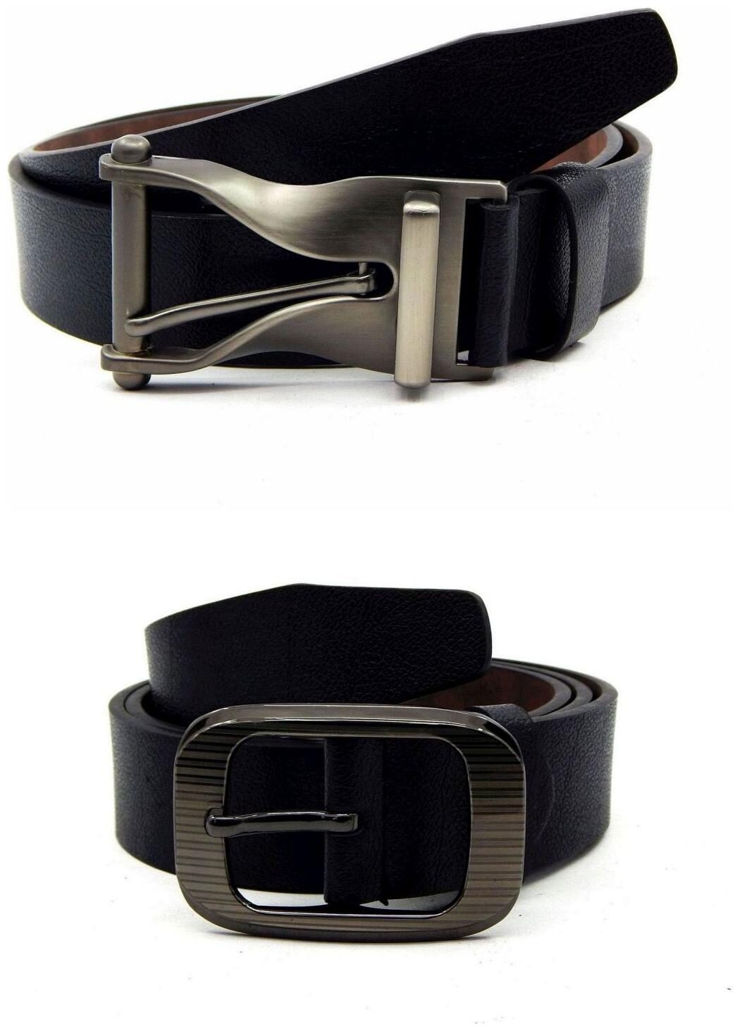 

Els Black Synthetic Leather Belts For Men