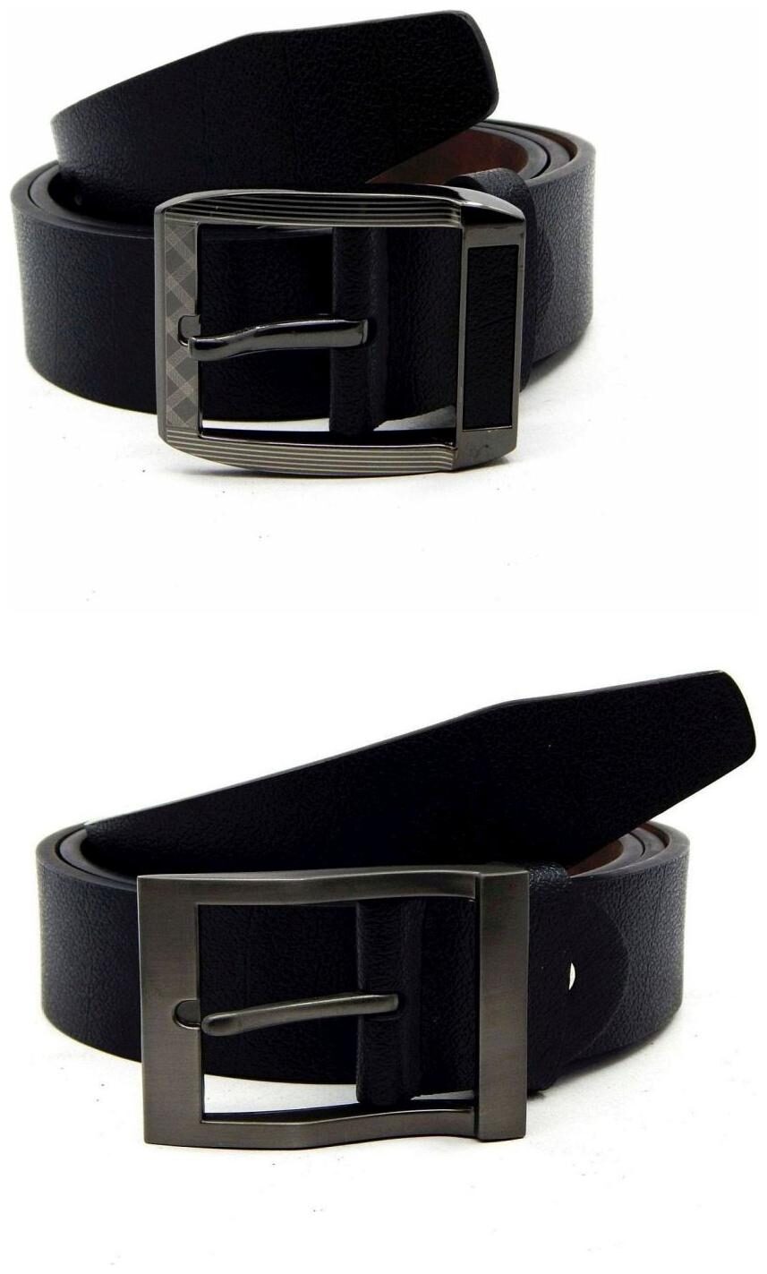 

Els Black Synthetic Leather Belts For Men