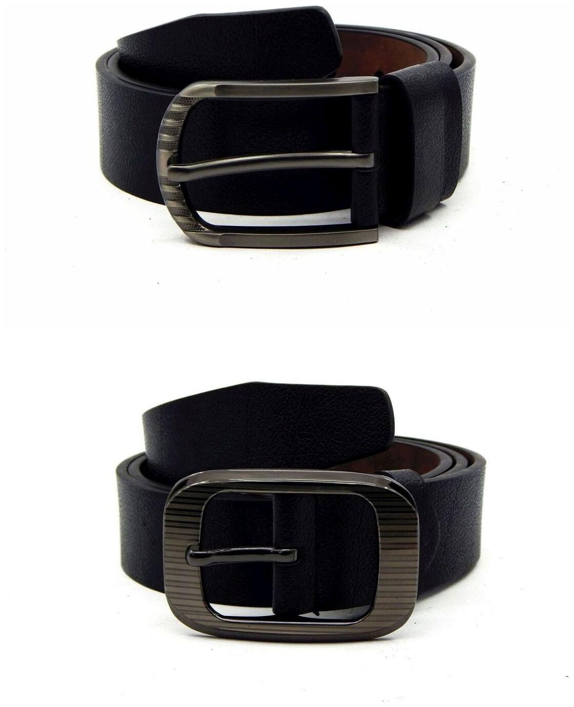 

Els Black Synthetic Leather Belts For Men