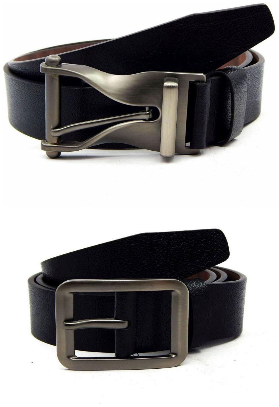 

Els Black Synthetic Leather Belts For Men