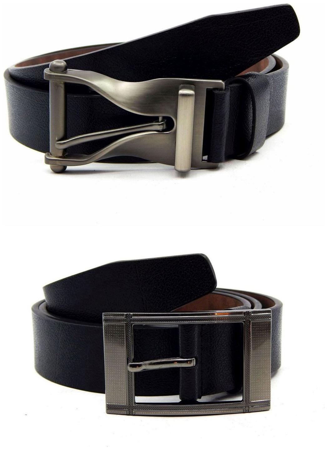 

Els Black Synthetic Leather Belts For Men