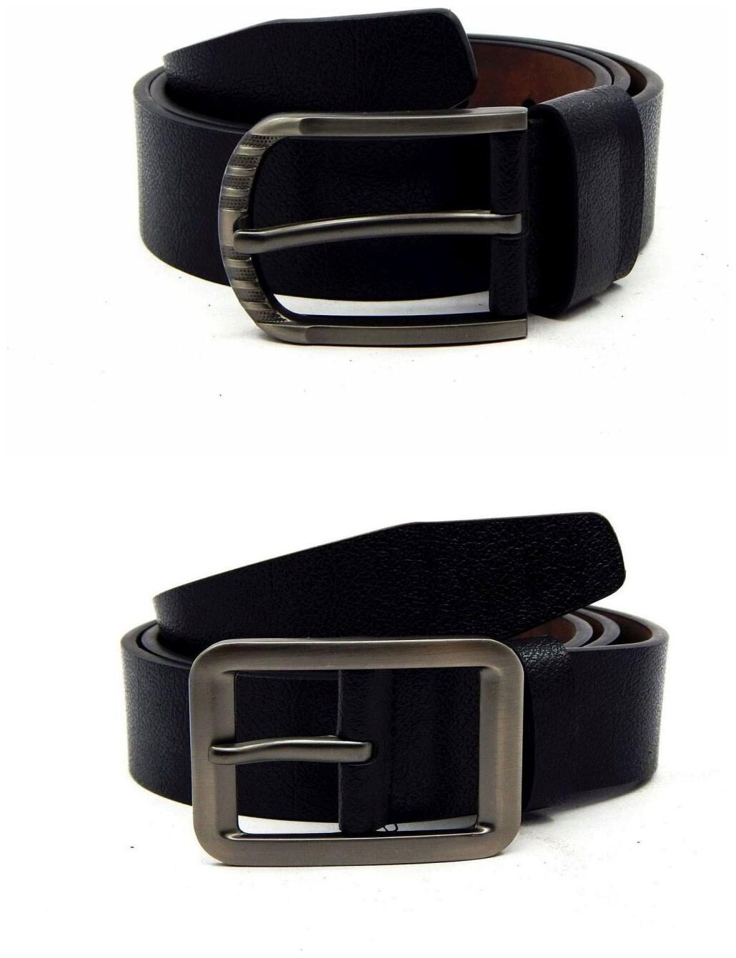 

Els Black Synthetic Leather Belts For Men