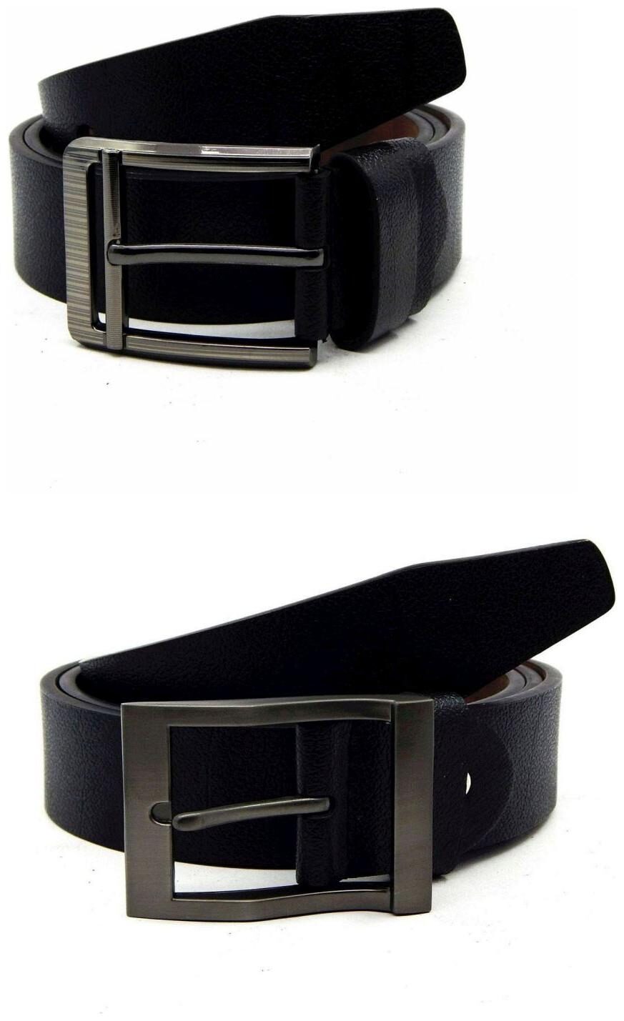 

Els Black Synthetic Leather Belts For Men