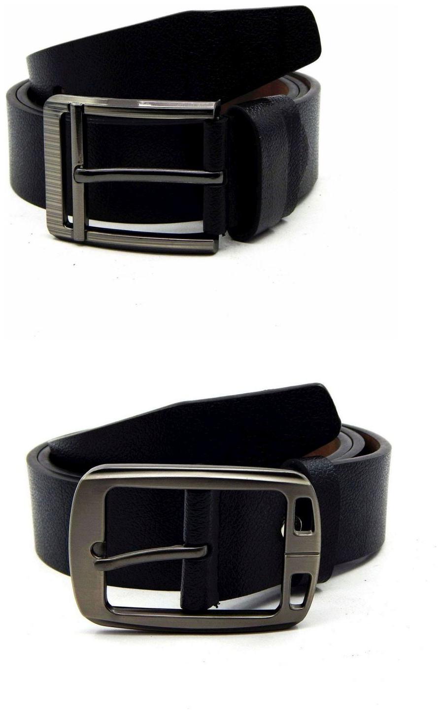 

Els Black Synthetic Leather Belts For Men