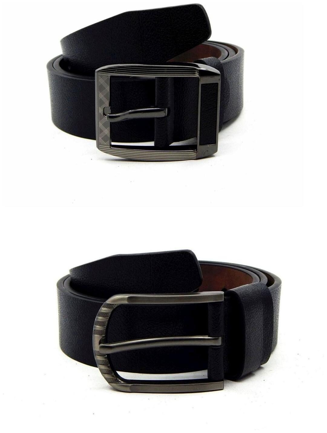 

Els Black Synthetic Leather Belts For Men