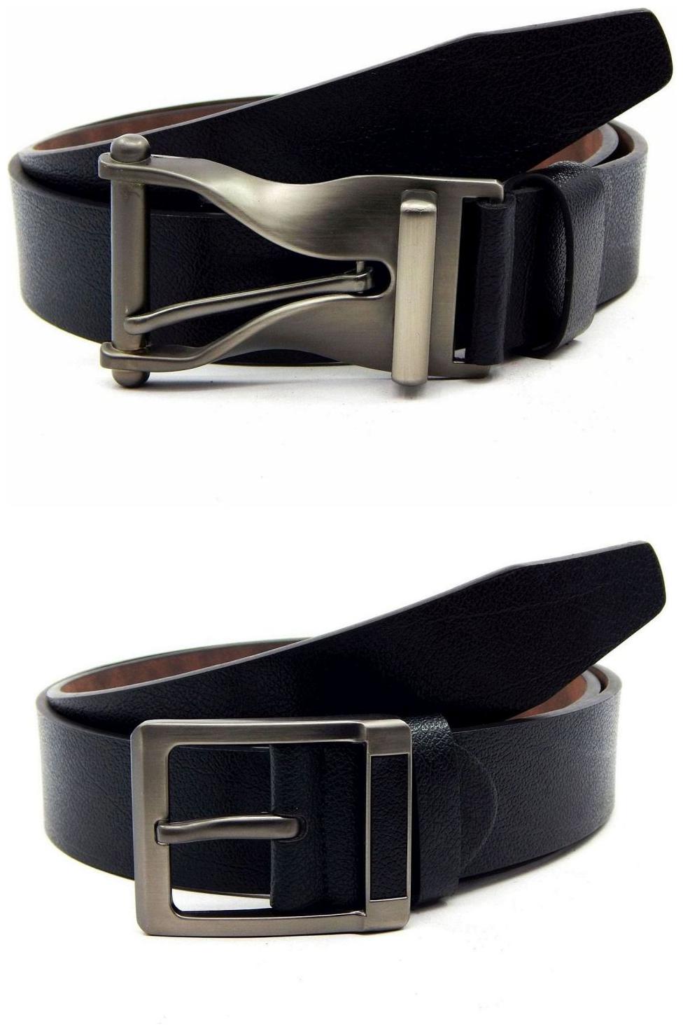 

Els Black Synthetic Leather Belts For Men