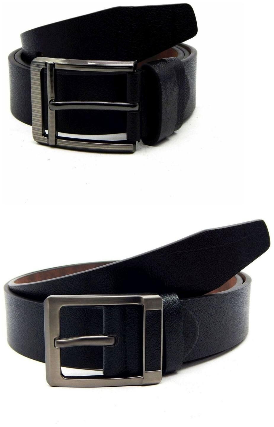 

Els Black Synthetic Leather Belts For Men