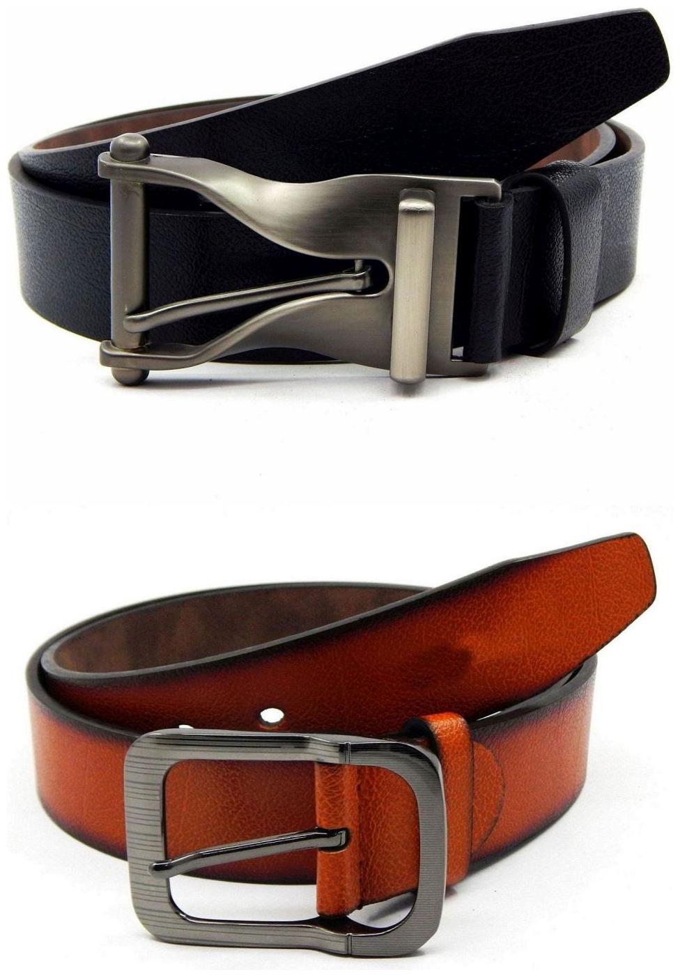 

Els Black Tan Synthetic Leather Belts For Men