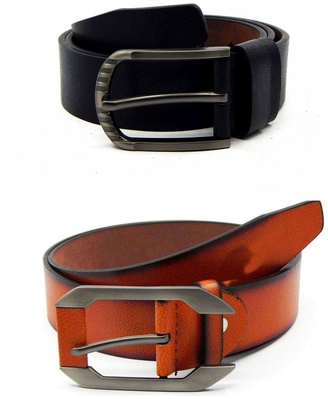 

Els Black Tan Synthetic Leather Belts For Men