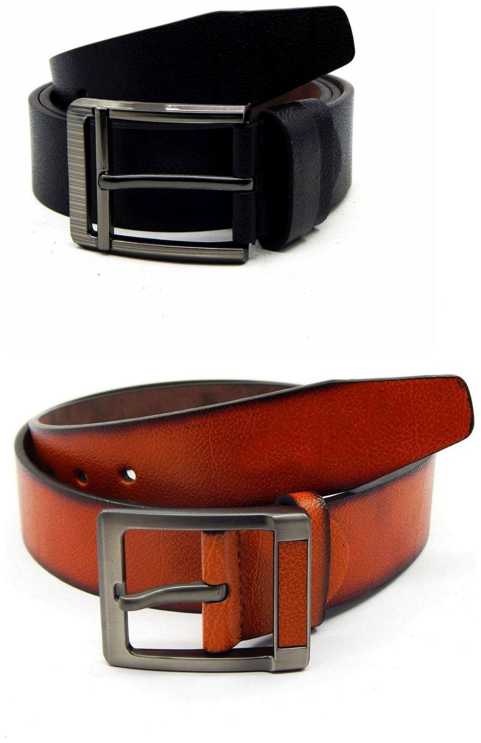 

Els Black Tan Synthetic Leather Belts For Men
