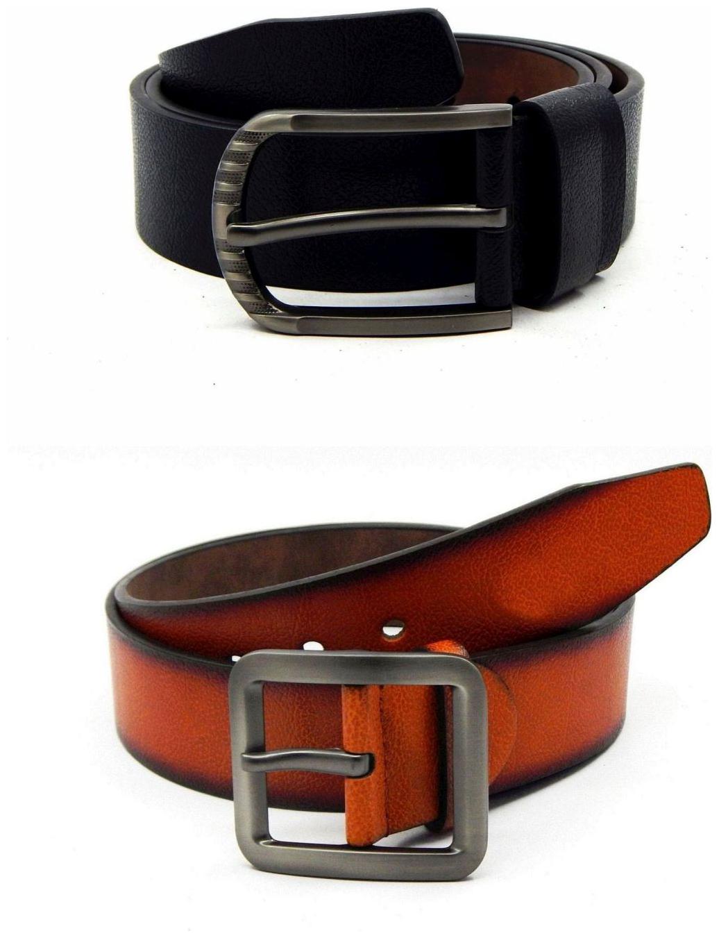 

Els Black Tan Synthetic Leather Belts For Men