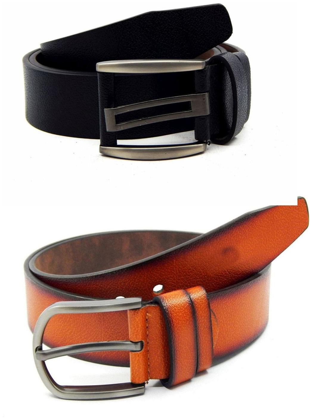 

Els Black Tan Synthetic Leather Belt For Men