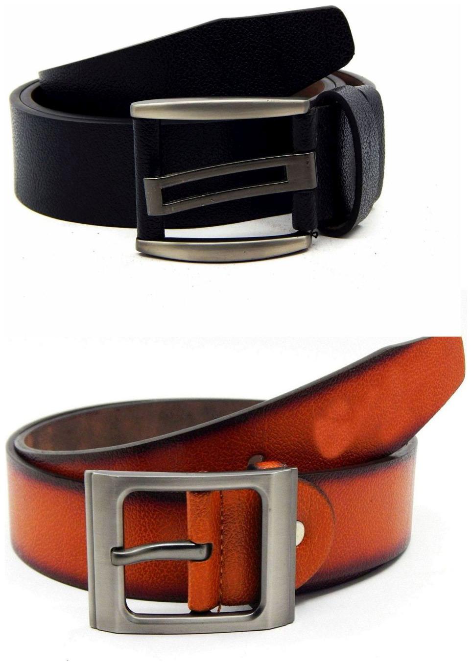 

Els Black Tan Synthetic Leather Belt For Men