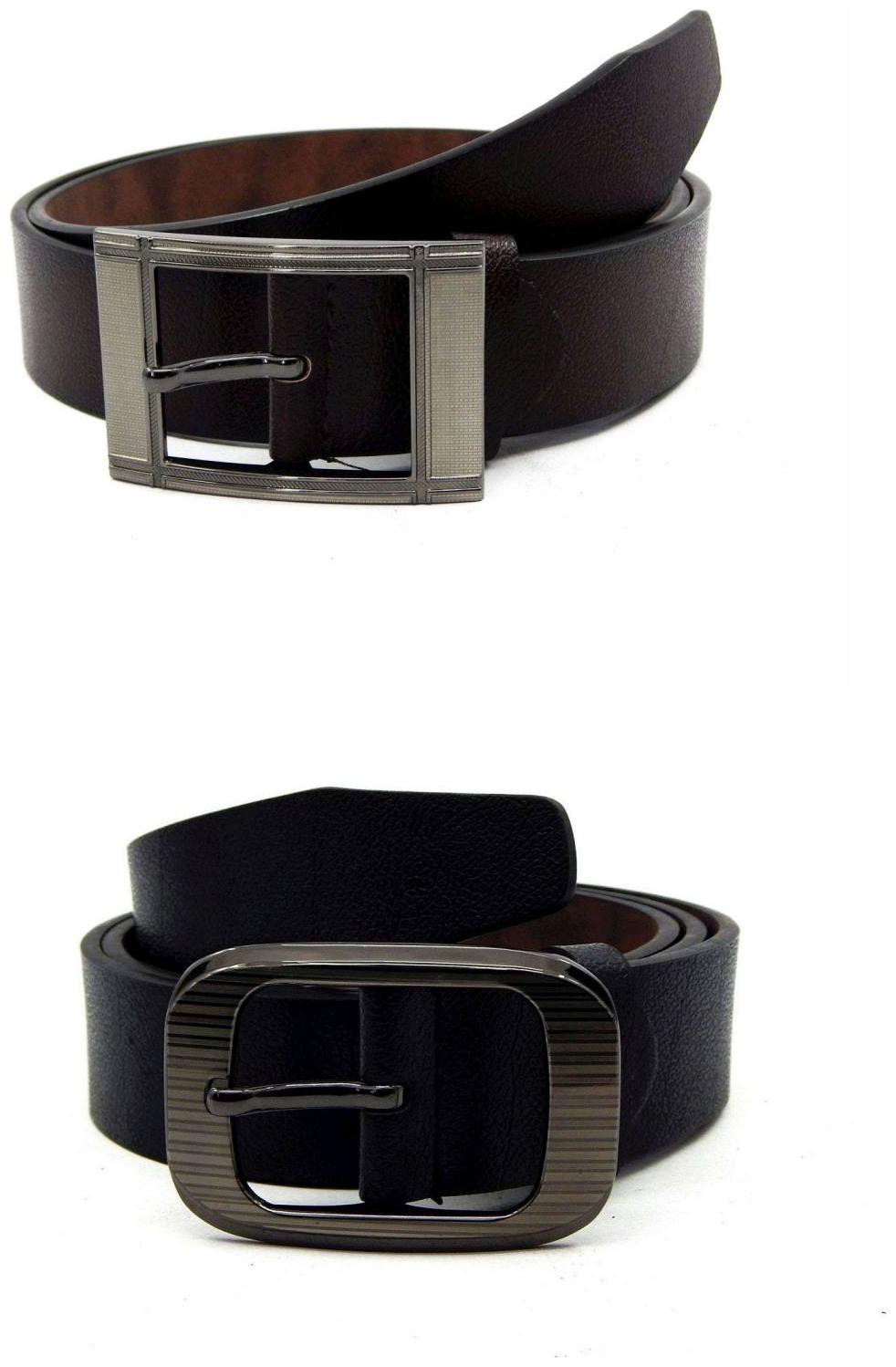 

Els Brown Black Synthetic Leather Belts For Men