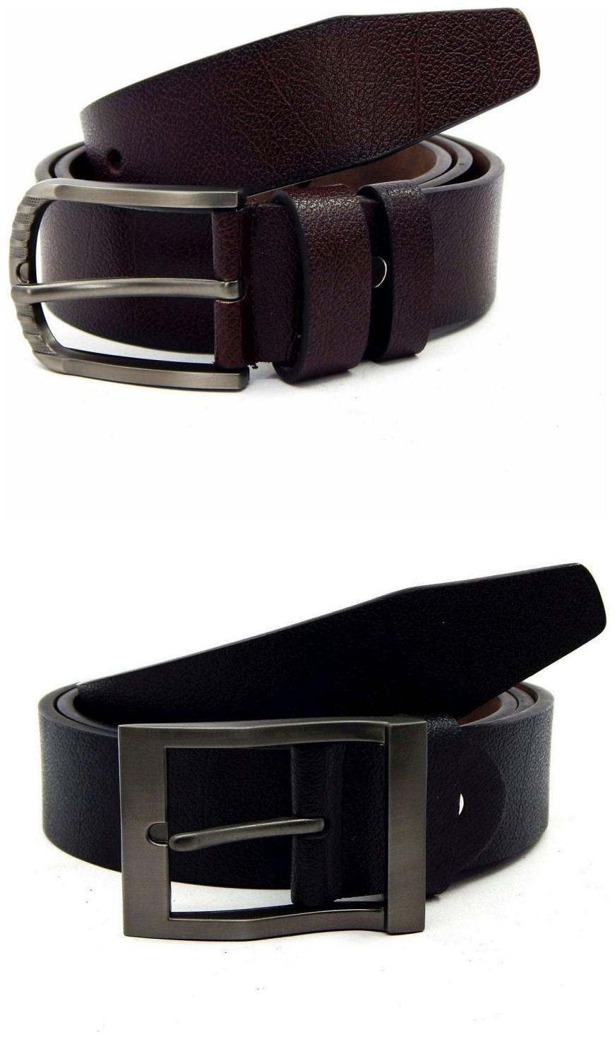 

Els Brown Black Synthetic Leather Belts For Men