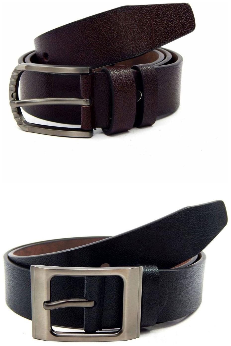

Els Brown Black Synthetic Leather Belts For Men