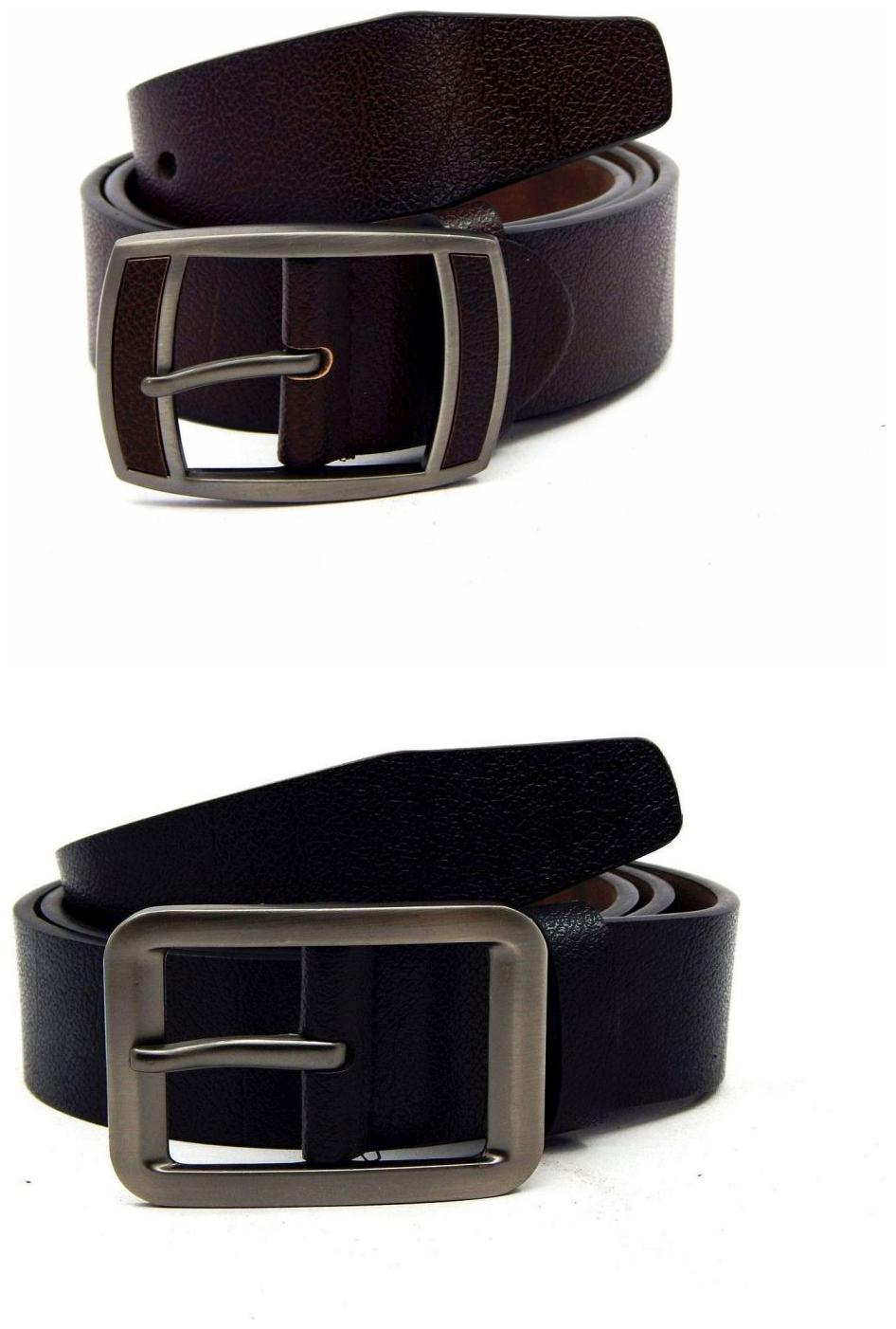 

Els Brown Black Synthetic Leather Belts For Men