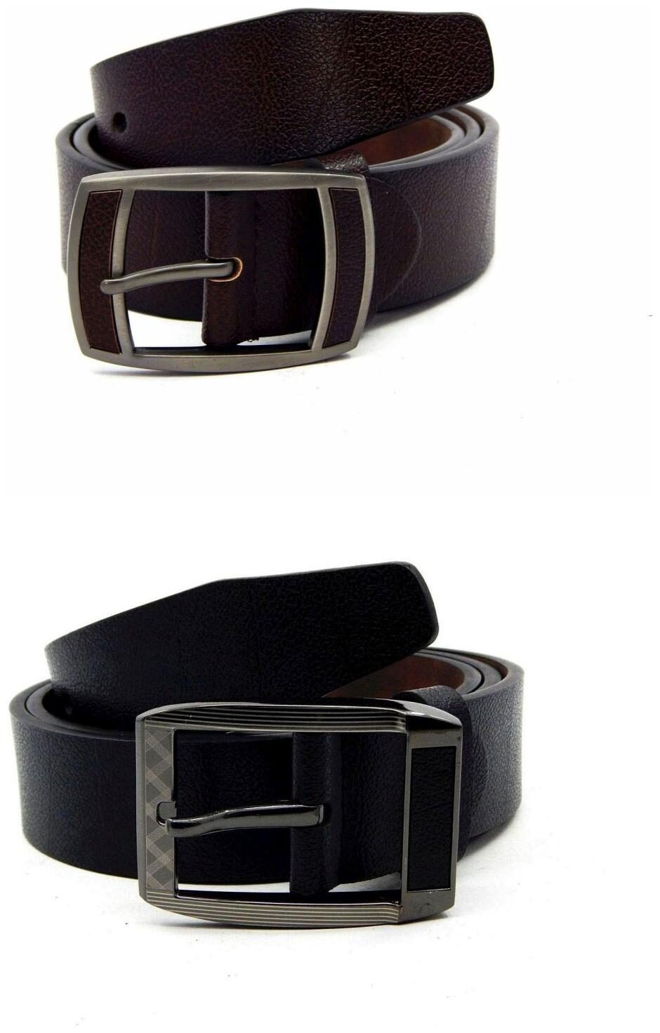 

Els Brown Black Synthetic Leather Belts For Men
