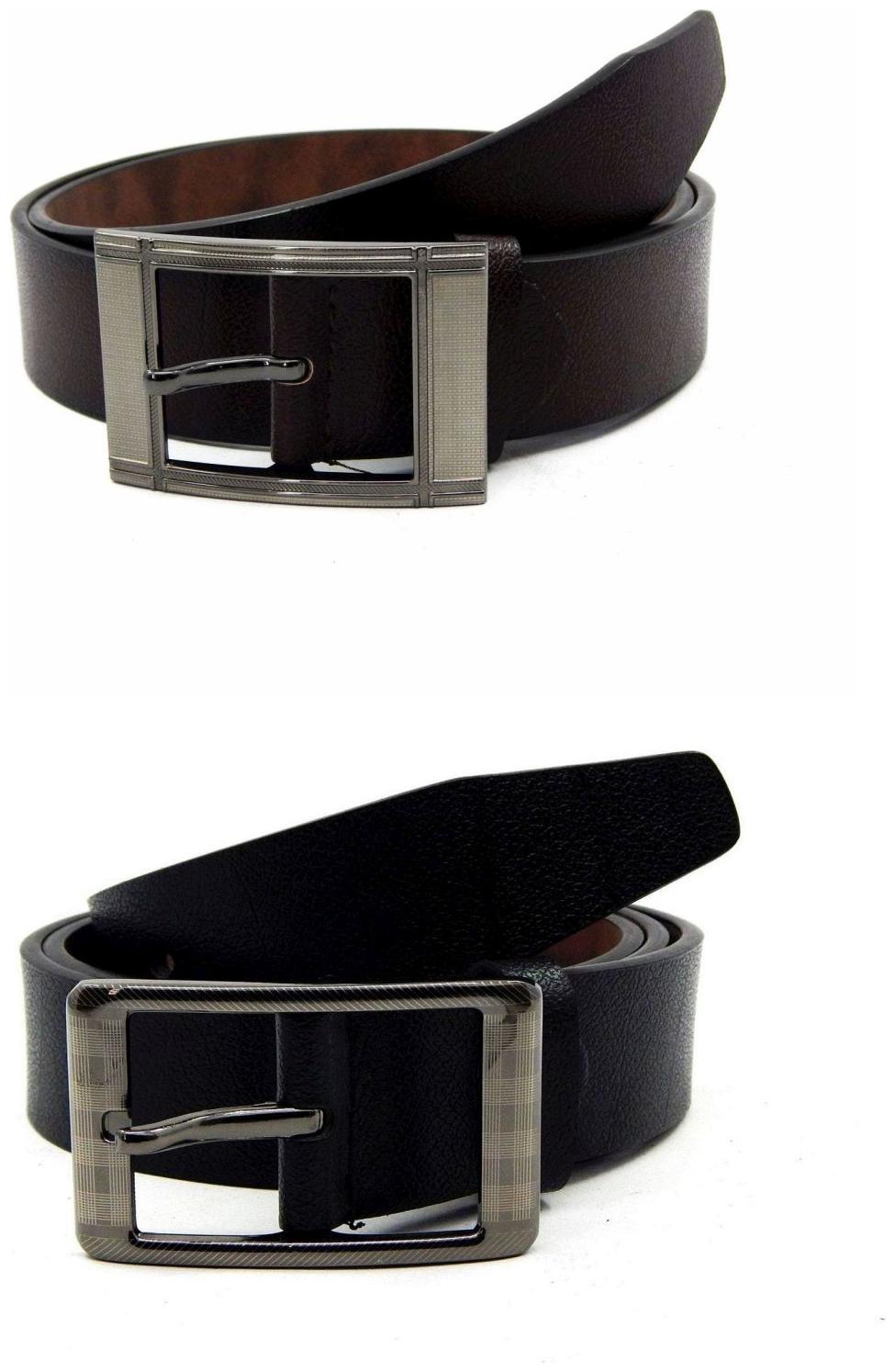 

Els Brown Black Synthetic Leather Belts For Men