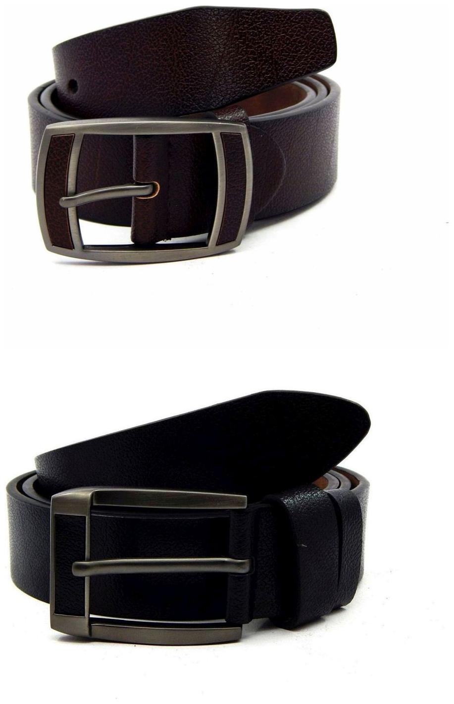 

Els Brown Black Synthetic Leather Belts For Men