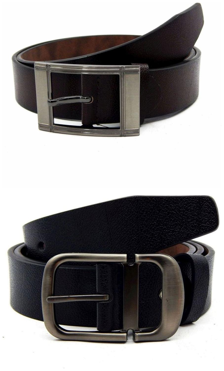 

Els Brown Black Synthetic Leather Belts For Men