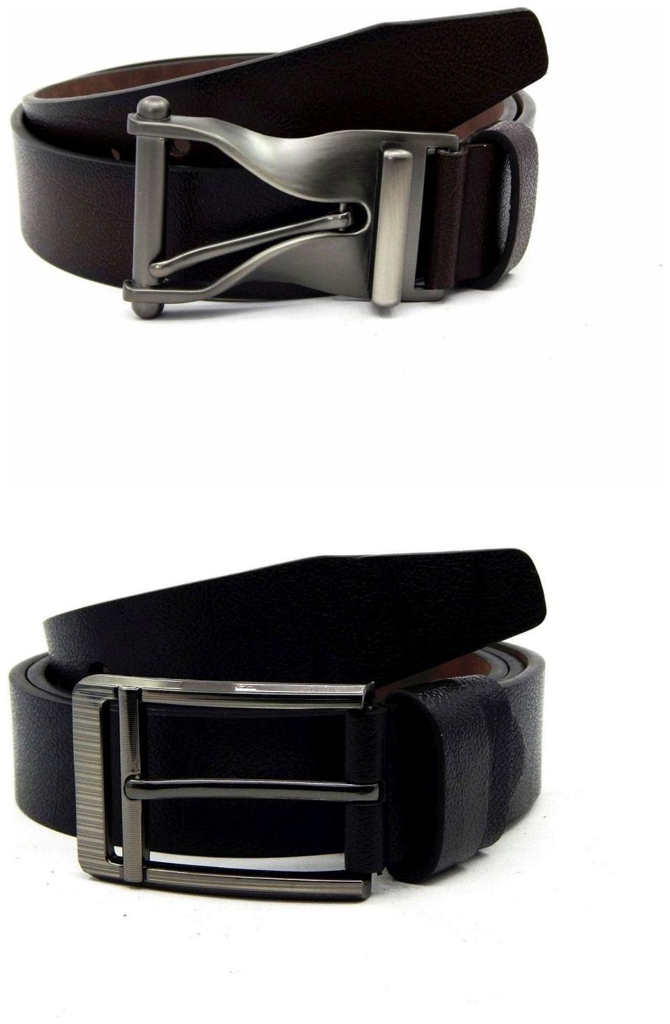 

Els Brown Black Synthetic Leather Belts For Men