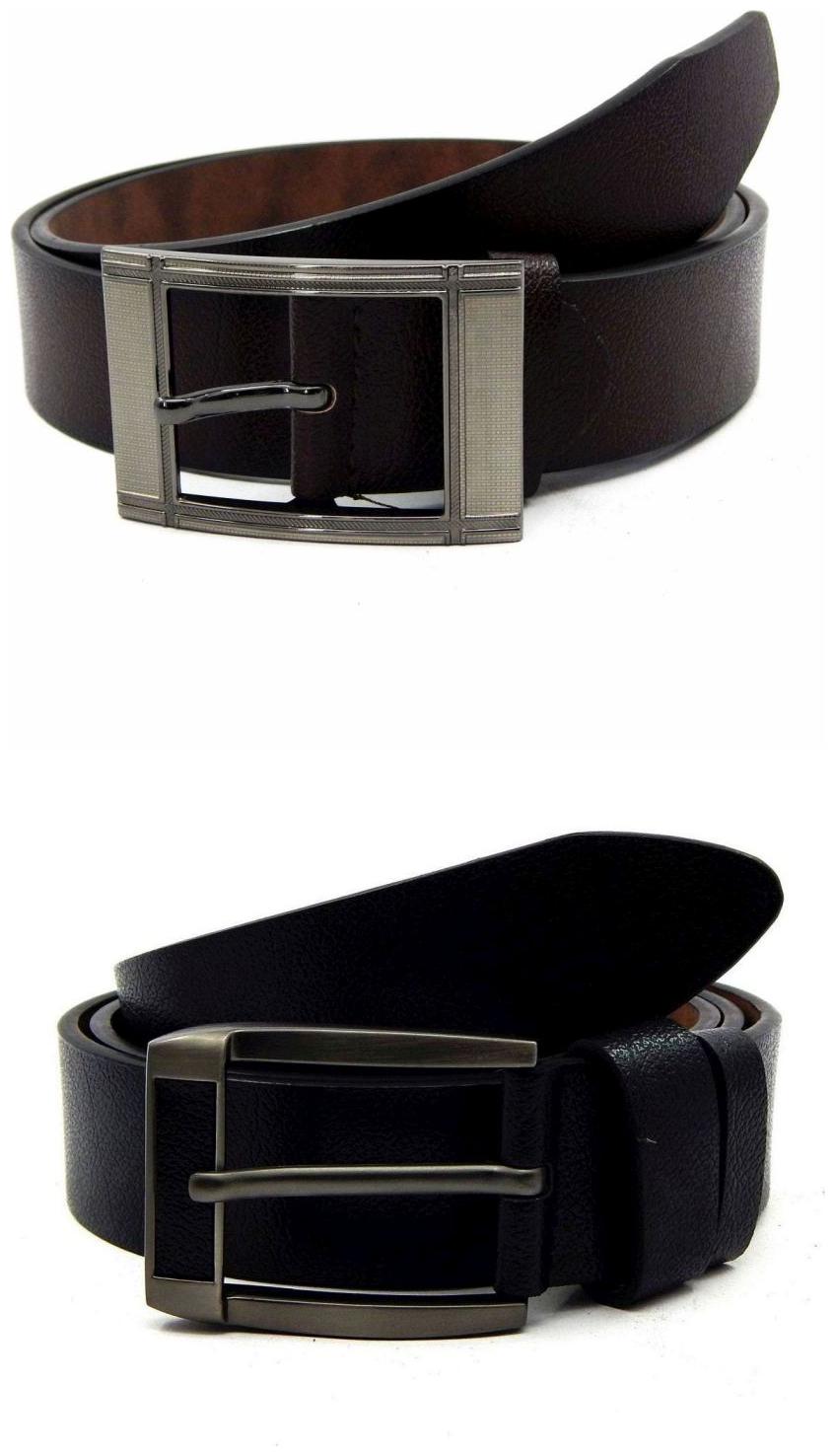 

Els Brown Black Synthetic Leather Belts For Men