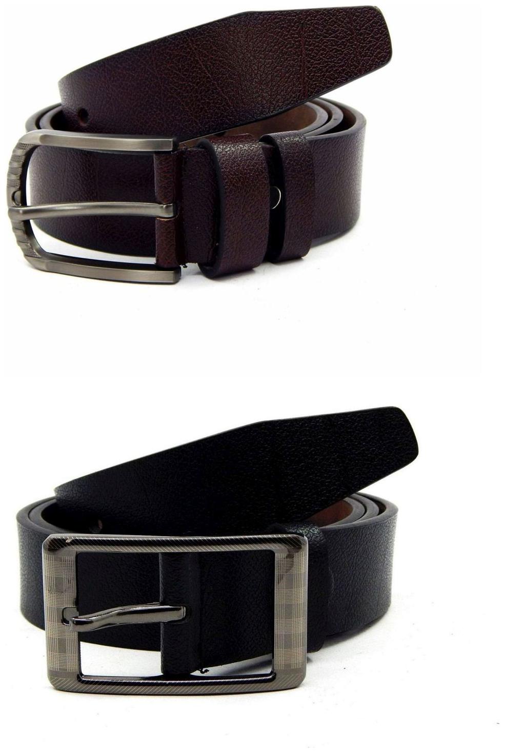 

Els Brown Black Synthetic Leather Belts For Men