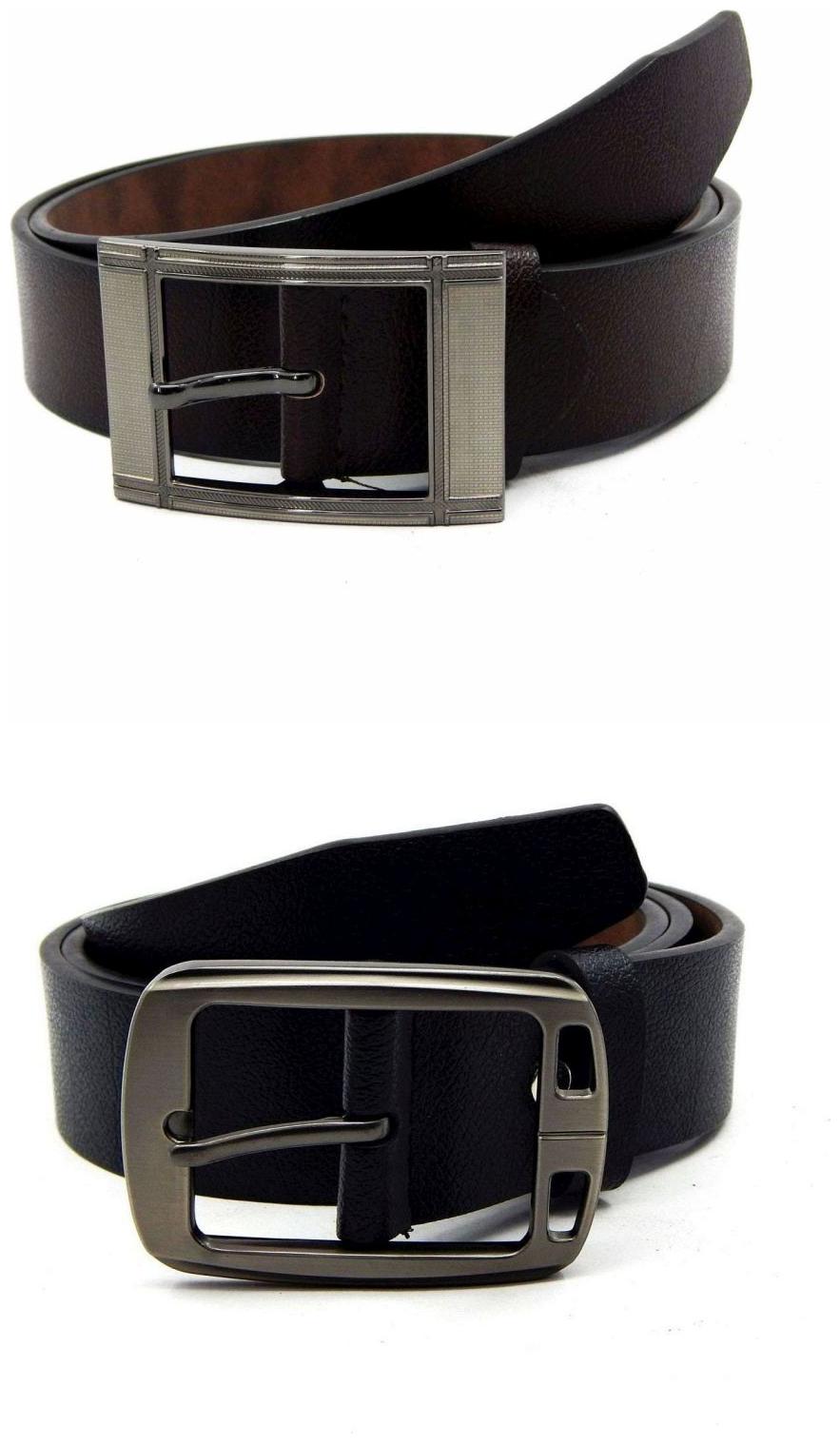 

Els Brown Black Synthetic Leather Belts For Men
