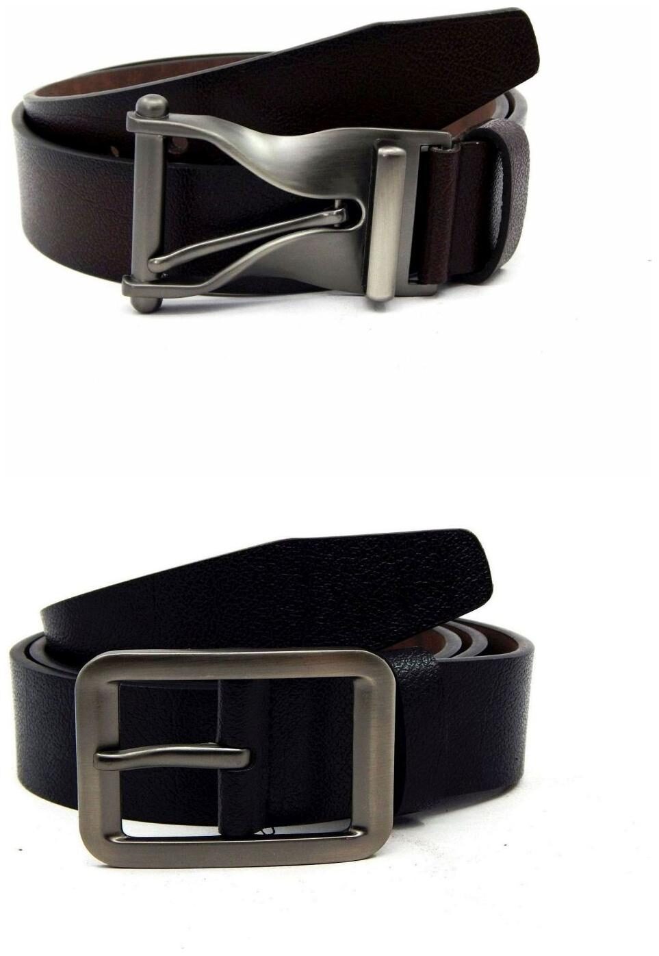 

Els Brown Black Synthetic Leather Belts For Men