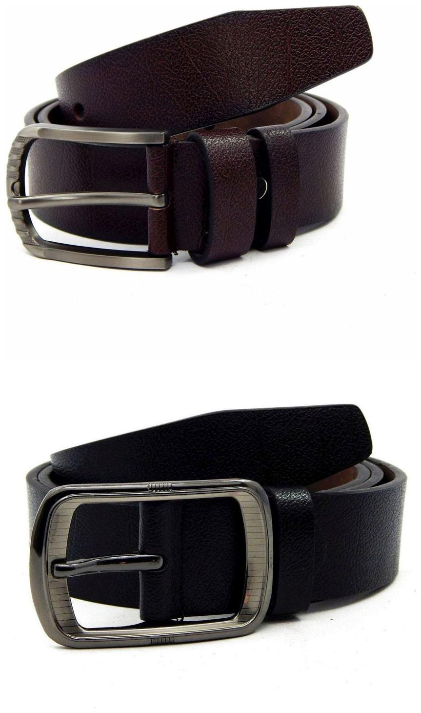 

Els Brown Black Synthetic Leather Belts For Men