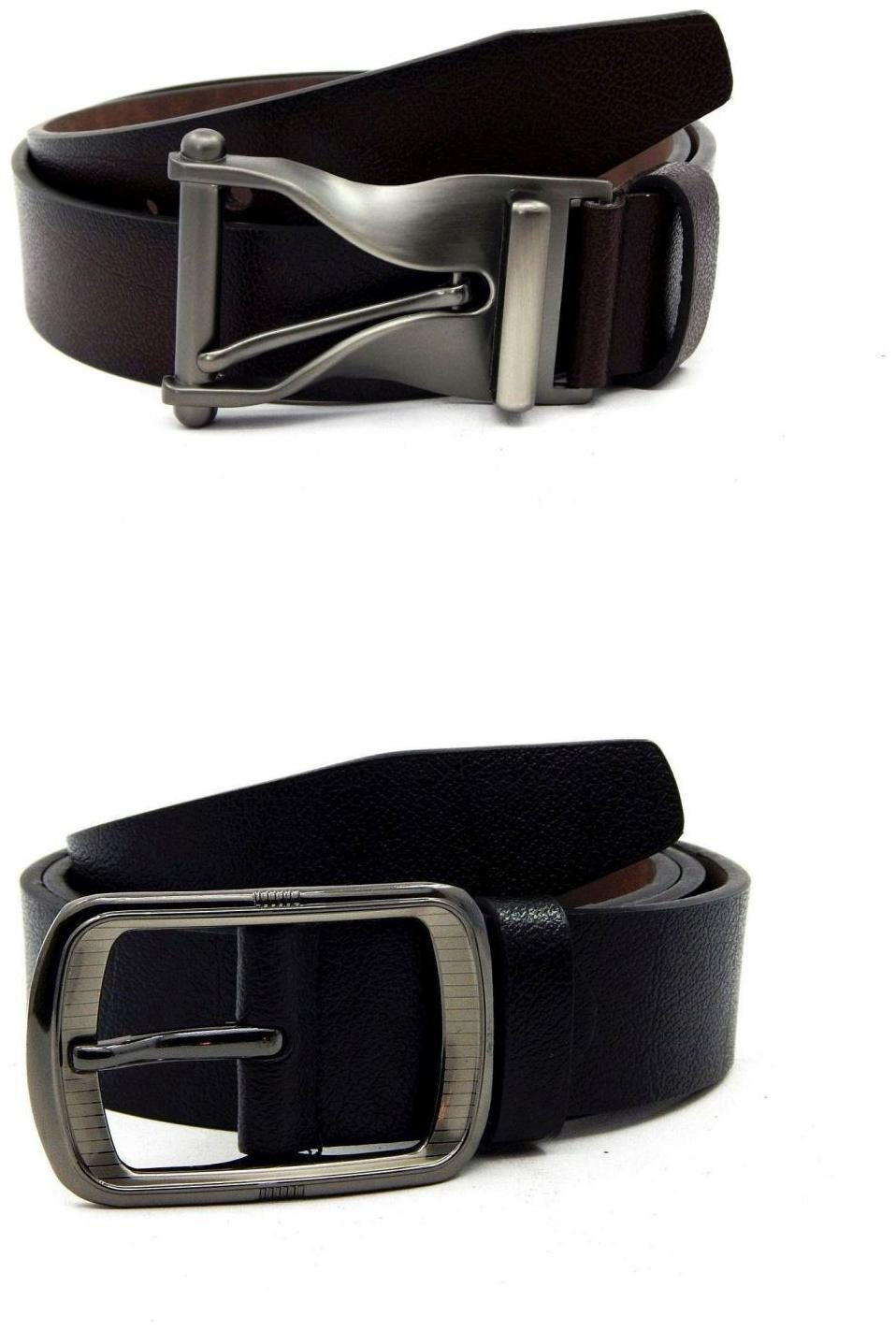 

Els Brown Black Synthetic Leather Belts For Men