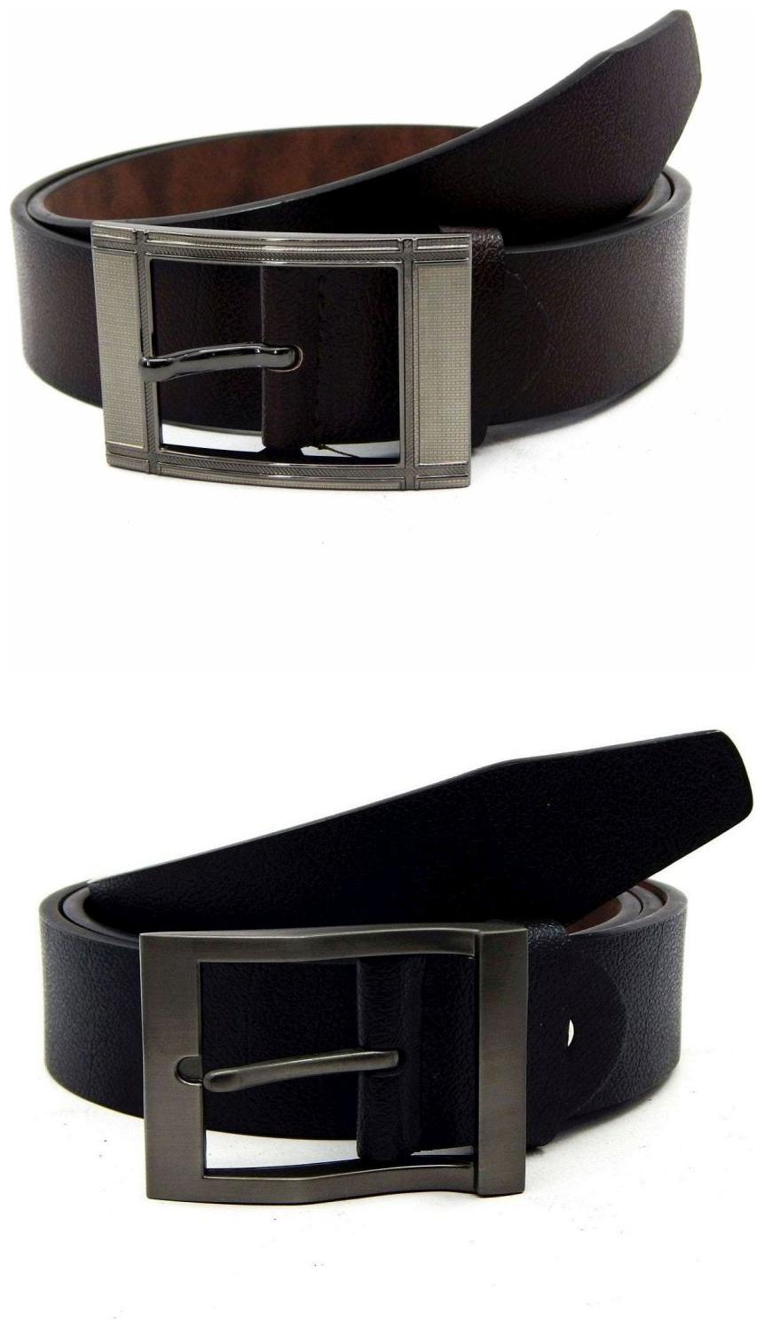 

Els Brown Black Synthetic Leather Belts For Men
