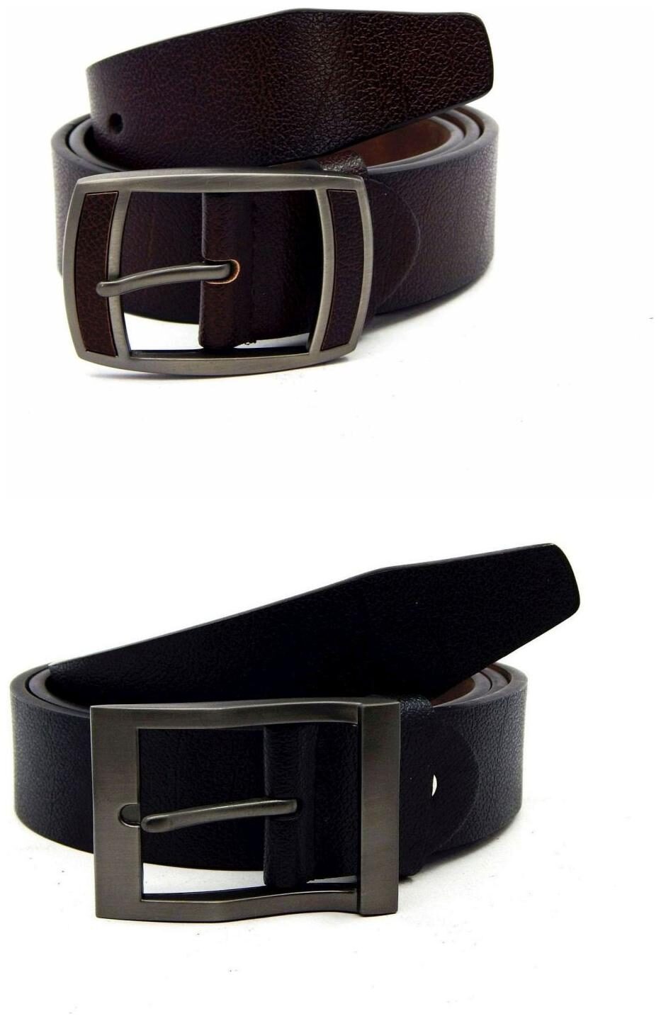 

Els Brown Black Synthetic Leather Belts For Men
