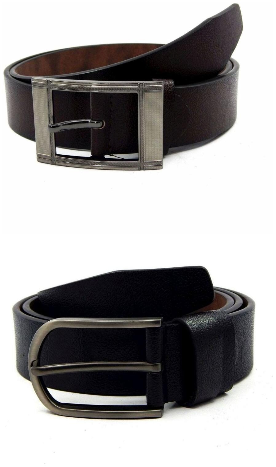 

Els Brown Black Synthetic Leather Belts For Men