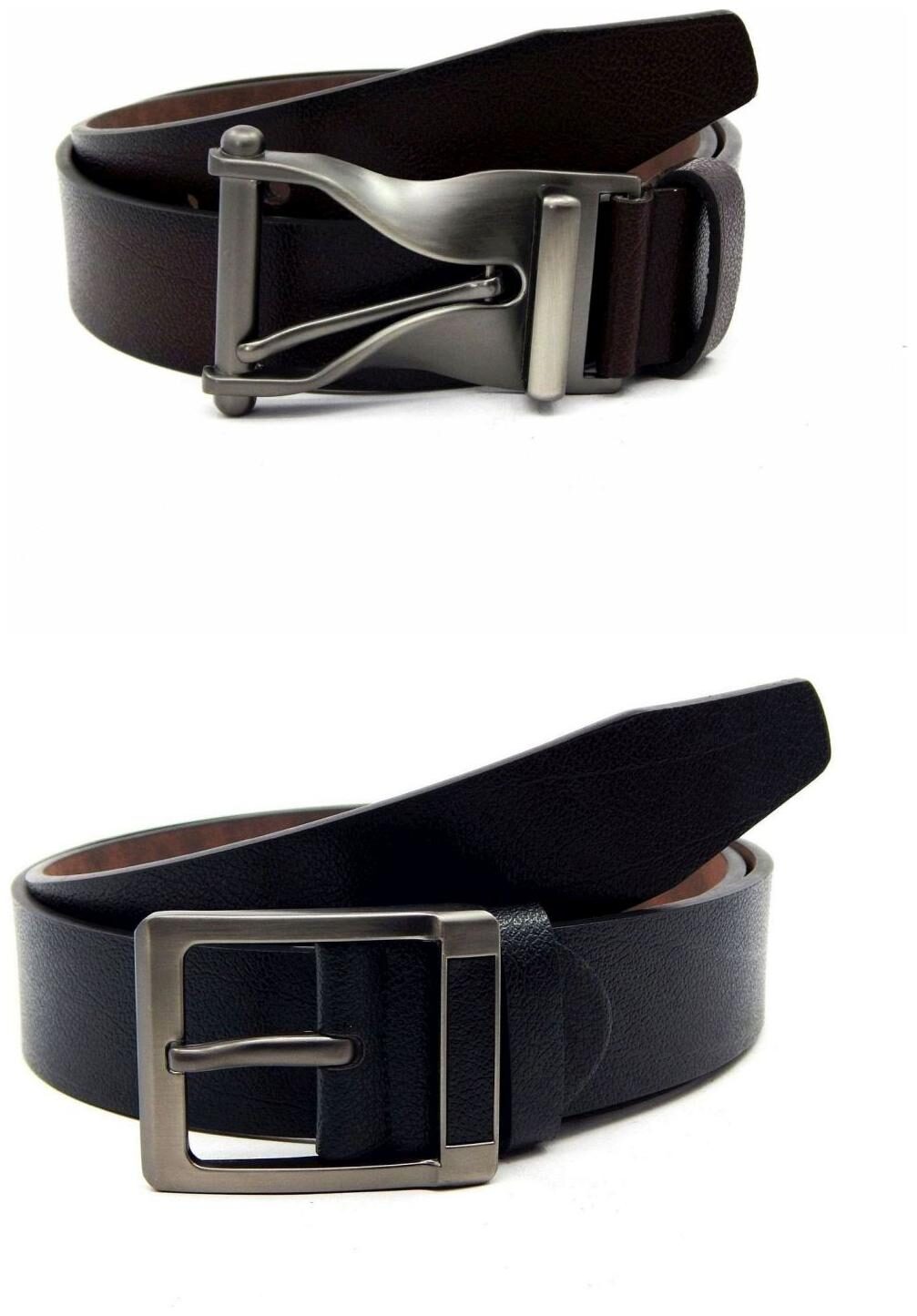 

Els Brown Black Synthetic Leather Belts For Men